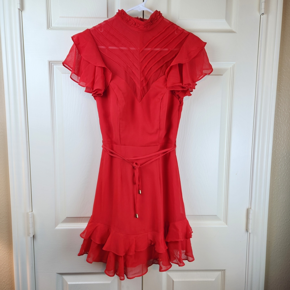Scarlet Ruffle Mini Dress